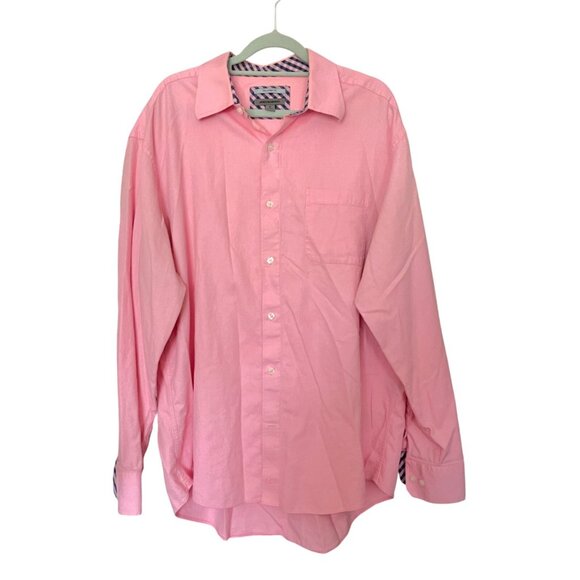 Johnston & Murphy Men's Pink Woven Cotton Tailored Fit Button Down Shirt Mens XL - Picture 2 of 9